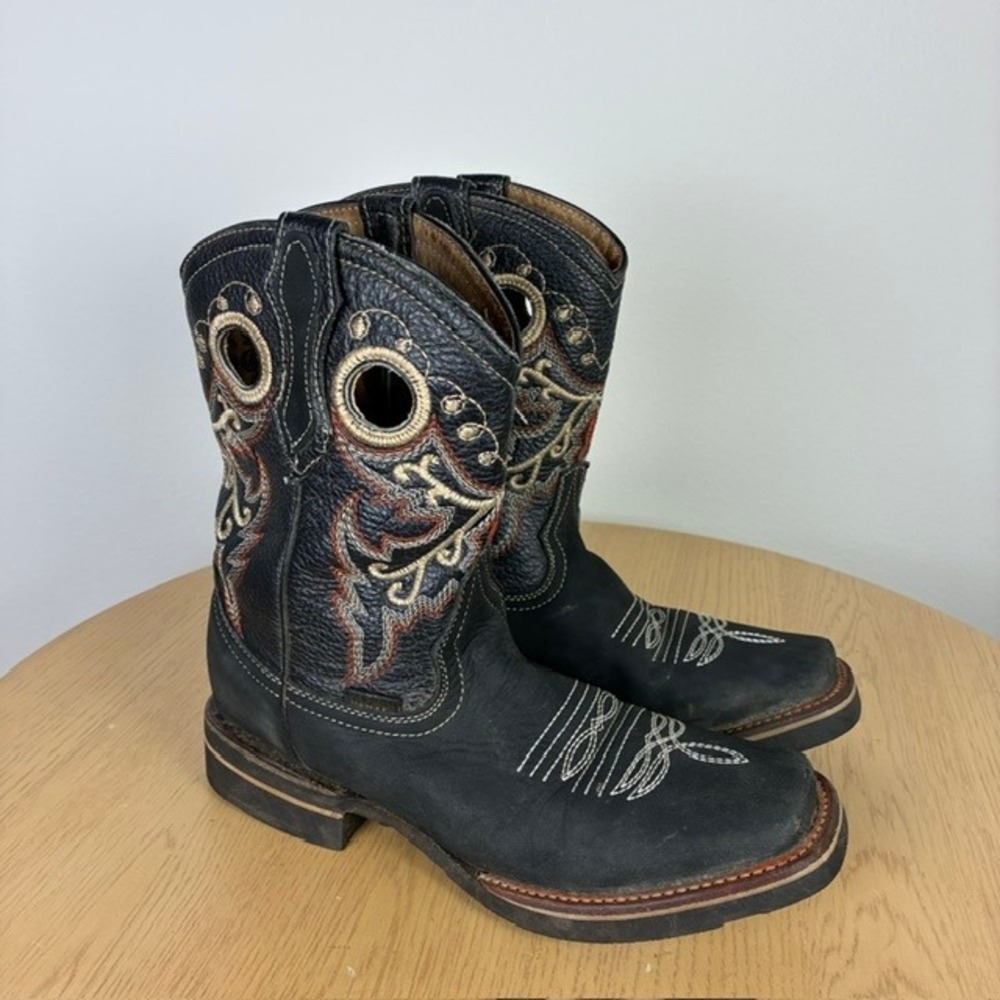 La Sierra Boots Leather Embroidered Square Toe Western Boots Women's 7 Cowboy